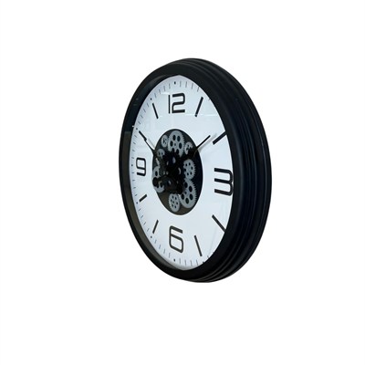Siyah Şık 60 Cm Çarklı Duvar Saati