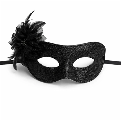 Siyah Simli Tüylü Balo Maskesi – Kadın Parti & Maskeli Balo Maskesi