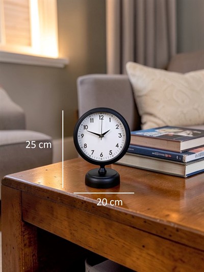 Siyah Standart 25 x 20 Cm Metal Şık Masa Saati