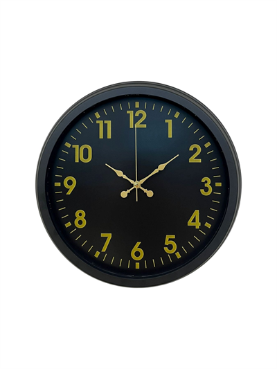 Siyah Standart 40 Cm Metal Dekoratif Duvar Saati