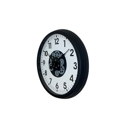 Siyah Standart 60 Cm Çarklı Duvar Saati