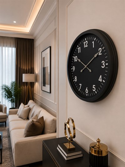 Siyah Standart Elegance 60 x 60 Cm Metal Duvar Saati