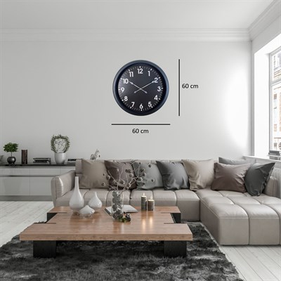 Siyah Standart Elegance 60 x 60 Cm Metal Duvar Saati