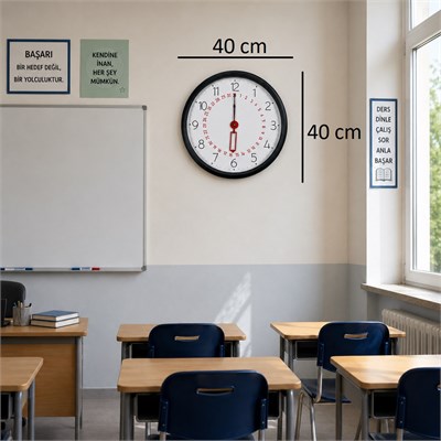 Siyah Takvimli 40 x 40 Cm Metal Duvar Saati