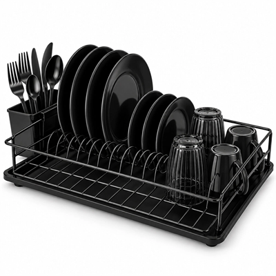 Siyah Tek Katlı Tabaklık - Bulaşıklık Bx40