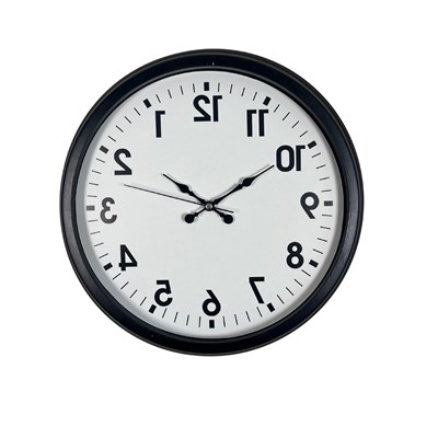 Siyah Ters Zaman 40 x 40 Cm Metal Duvar Saati