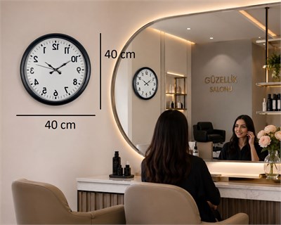 Siyah Ters Zaman 40 x 40 Cm Metal Duvar Saati
