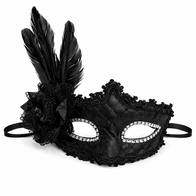 Siyah Tüylü Venedik Lüks Balo Maskesi