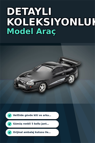 Siyah VeilSide Combat V-II 1/64 Diecast Toyota Supra Model Araba Tekli Koleksiyon BX-313386