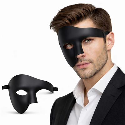 Siyah Yarım Erkek Maske – Phantom Parti &amp; Balo Maskesi Bx40