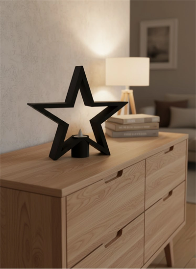 Siyah Yıldız Şeklinde Mumluk Loş Işık Dekor Aksesuarı