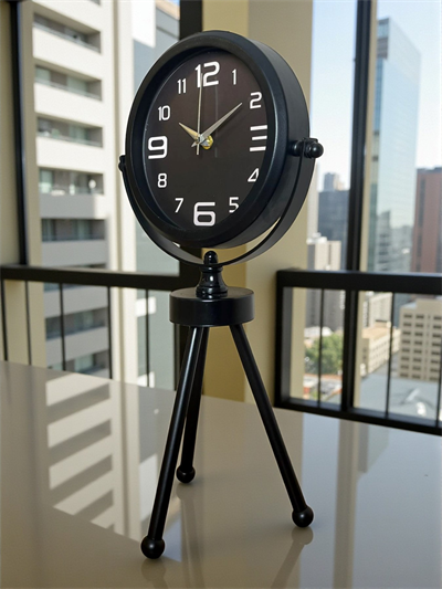 Siyah Zarif Üç Ayaklı Masa Saati