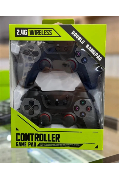 Siyah bluetooth bağlantılı 2.4g kablosuz gamepad 2 adet pc uyumlu 1 yıl garantili
