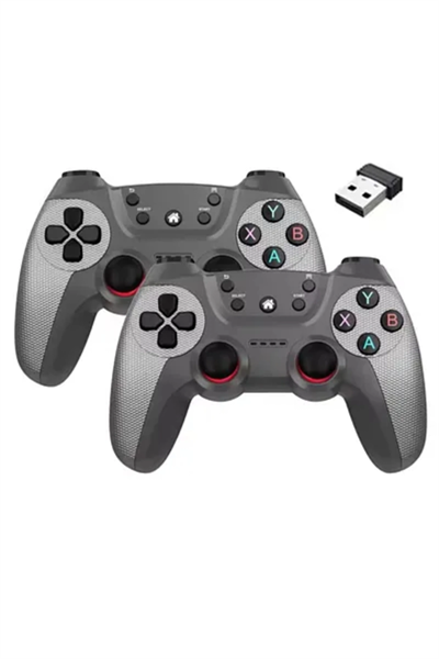 Siyah bluetooth bağlantılı 2.4g kablosuz gamepad 2 adet pc uyumlu 1 yıl garantili