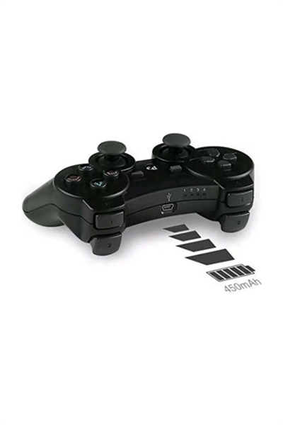Siyah bluetooth bağlantılı titreşimli gamepad, Playstation 3 uyumlu, 1 yıl garantili