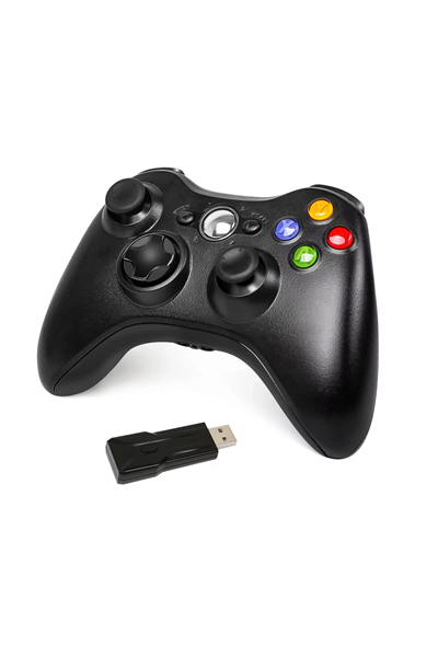 Siyah kablosuz joystick PC uyumlu titreşimli oyun kolu Bluetooth bağlantılı - Elektronik