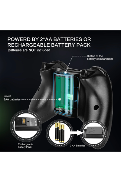 Siyah kablosuz joystick PC uyumlu titreşimli oyun kolu Bluetooth bağlantılı - Elektronik