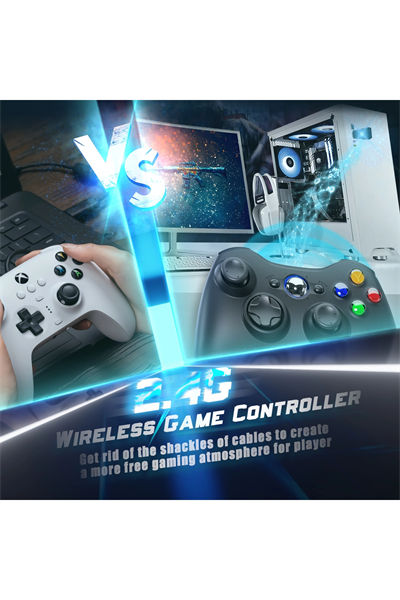 Siyah kablosuz joystick PC uyumlu titreşimli oyun kolu Bluetooth bağlantılı - Elektronik