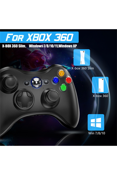 Siyah kablosuz joystick PC uyumlu titreşimli oyun kolu Bluetooth bağlantılı - Elektronik