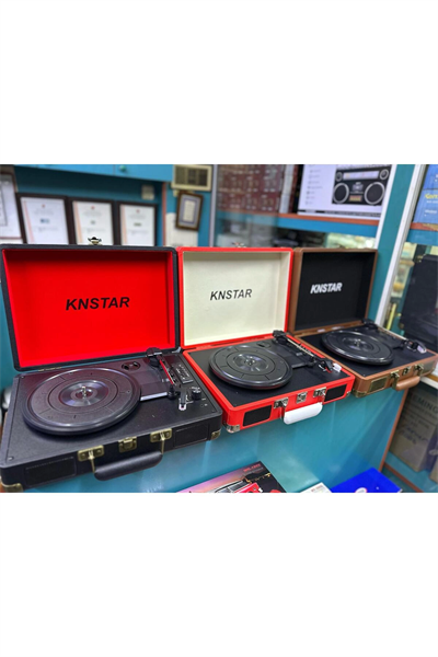 Siyah taşınabilir çantalı retro bluetooth hoparlörlü pikap radyo usb mp3 plak çalar