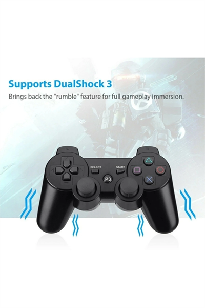 Siyah wireless joystick hızlı şarj özellikli Playstation 3 uyumlu 1 yıl garantili
