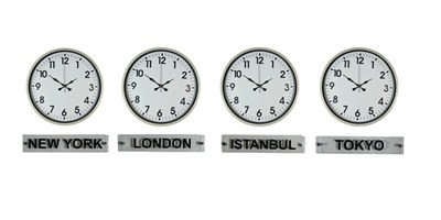 Soft Krem 36 Cm Tabelalı 4 lü Dünya Saatleri