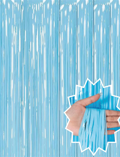 Soft Mavi Püsküllü Kapı Perdesi - Parti, Baby Shower, Sünnet Süsü, Cinsiyet Partisi 1x2 M