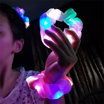 Soft Mavi Renk Led Işıklı Lastikli Saç Tokası - 3 Modlu Festival & Parti Saç Tokası