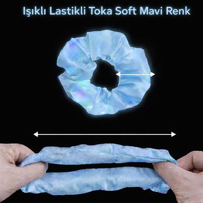 Soft Mavi Renk Led Işıklı Lastikli Saç Tokası - 3 Modlu Festival - Parti Saç Tokası (3936)