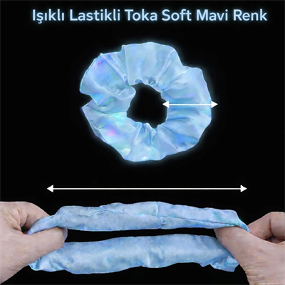 Soft Mavi Renk Led Işıklı Lastikli Saç Tokası - 3 Modlu Festival  Parti Saç Tokası