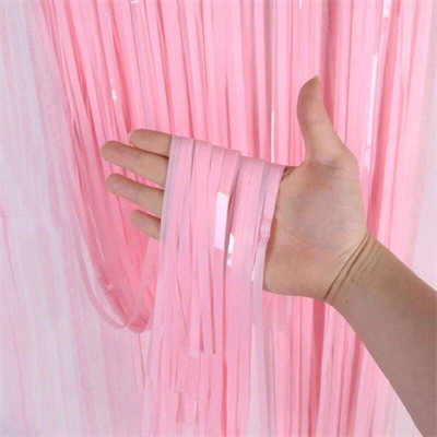 Soft Pembe Püsküllü Kapı Perdesi - Parti, Baby Shower, Cinsiyet Partisi 1x2 m