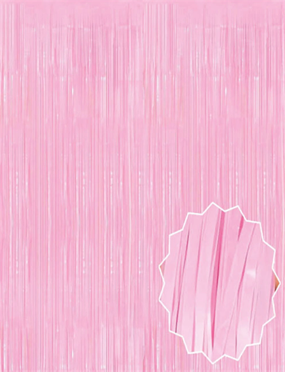 Soft Pembe Püsküllü Kapı Perdesi - Parti, Baby Shower, Cinsiyet Partisi 1x2 m