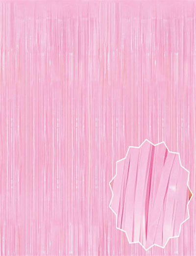 Soft Pembe Püsküllü Kapı Perdesi - Parti, Baby Shower, Cinsiyet Partisi 1x2 M