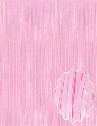 Soft Pembe Püsküllü Kapı Perdesi - Parti, Baby Shower, Cinsiyet Partisi 1x2 m (3936)