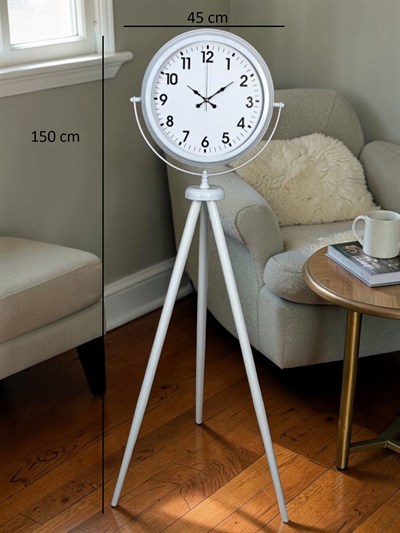 Soft White Dekoratif Tripod Ayaklı Saat