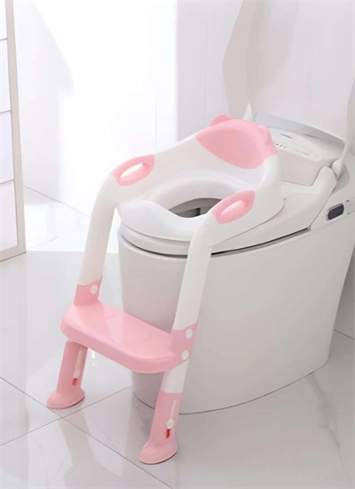 Softy Merdivenli Tuvalet Adaptörü - Çocuğunuz İçin Güvenli ve Konforlu Tuvalet Eğitimi Pembe