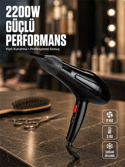 Soğuk Üfleme Özellikli 2200W Profesyonel Fön Makinesi