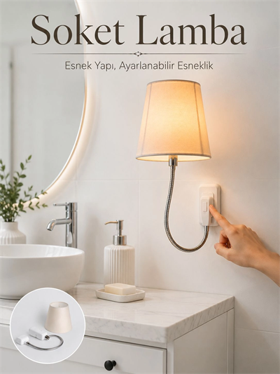 Soket Tipi Ayarlanabilir Başlıklı Dekoratif Gece Lambası
