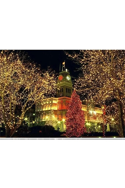 Solar 120 Ledli 10 Metre Gün Işığı Bahçe Aydınlatma Dekorasyon Güneş Enerjili Led Sarı Işık