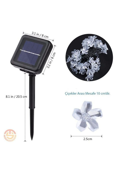 Solar 30 Ledli Çiçekli RGB Bahçe Aydınlatma Dekorasyon Güneş Enerjili