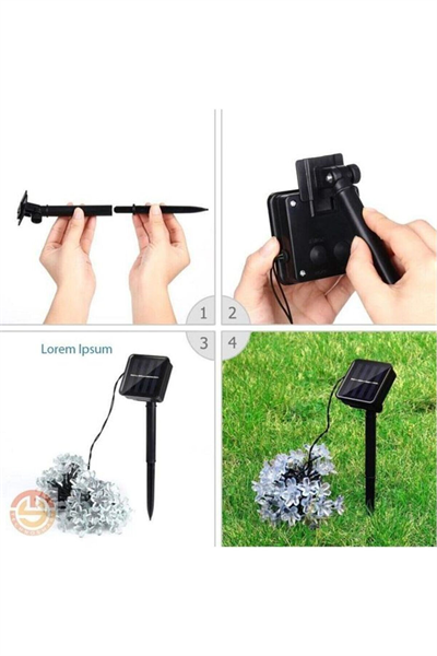 Solar 30 Ledli Çiçekli RGB Bahçe Aydınlatma Dekorasyon Güneş Enerjili