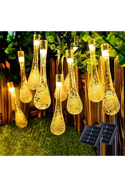 Solar 5 Metre 20 LED Günışığı Damlacık Işıkları, Güneş Enerjili LED Işıklar Dış Mekan