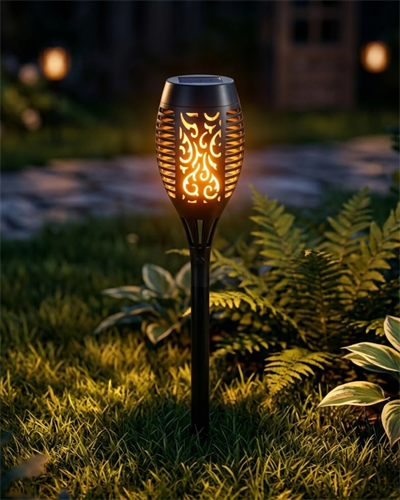 Solar Alev Efektli Bahçe Lambası Otomatik Işık Sensörlü Suya Dayanıklı Dekoratif Aydınlatma