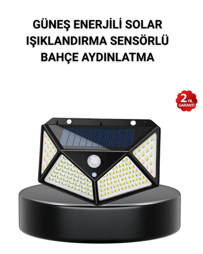 Solar Bahçe Lambası 100 LED Hareket Sensörlü Güneş Enerjili Aydınlatma