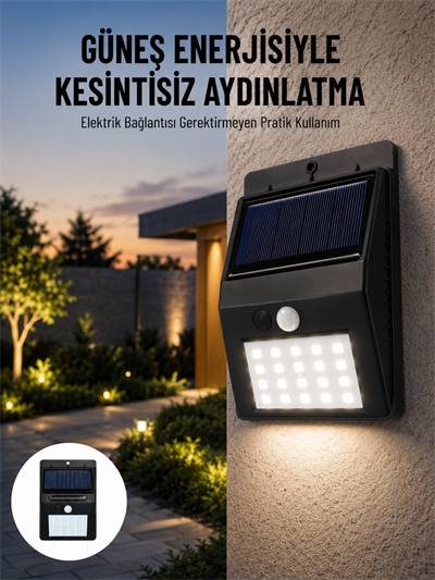 Solar Dekoratif Lambası Sensörlü Led Işık Bahçe Aydınlatma Yeni Nesil