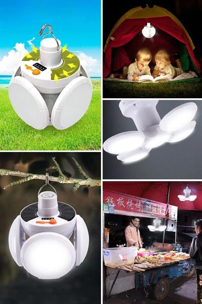 Solar Güneş Enerji Ve Usb Sarjlı 5 Kanatlı Led Lamba (3936)