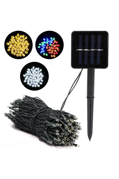 Solar Güneş Enerjili Dış Bahçe 8 Modlu 10 metre 120 led dekoratif Aydınlatma