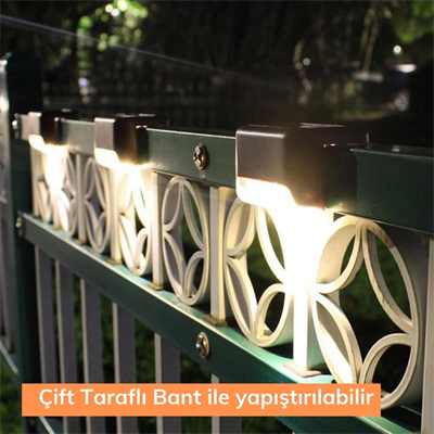 Solar Güneş Enerjili Şarj Edilen Köşebent Merdiven Veranda Bahçe Yolu Led Lamba Işık 4 Adet Bx40