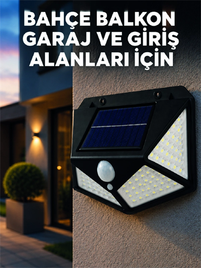 Solar LED Bahçe Aydınlatma Lambası 3 Işık Modlu Sensörlü Duvar Tipi Dış Mekan