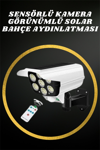 Solar Lamba Kamera Görünümlü Duvar Lambası Dönebilen Bahçe Aydınlatması